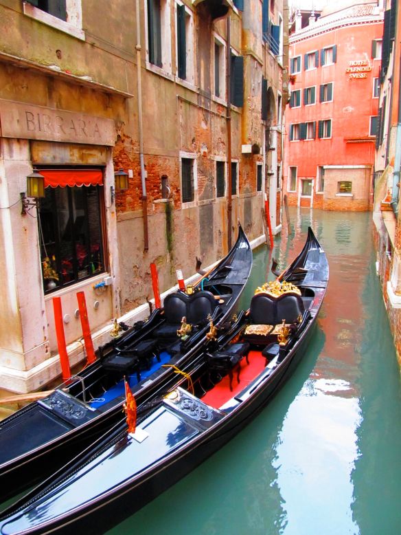 colorful venice canal in winter